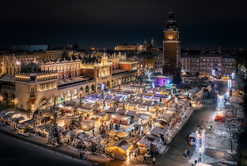 Krakow christmas festive decorations