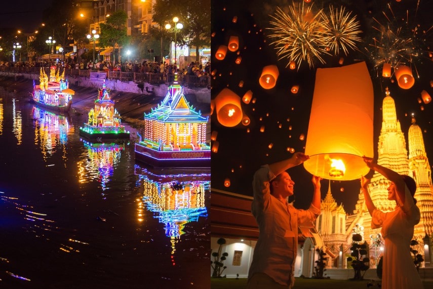 Vietnam and Thailand celebration at night